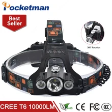 10000lm XM-L2 светодиодное освещение голову лампы светодиодные фары фара Кемпинг Рыбалка свет+ 2*18650+ Автомобильное ЕС /США/AU/UK зарядное устройство+ USB