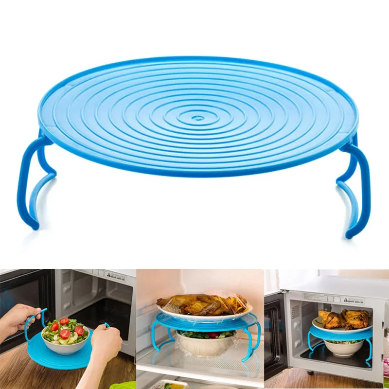 

4 In 1 Microwave Plastic Stand Shelf Mini Heating Food Tray Cooling Rack Multifunction Kitchen Tool DAG-ship