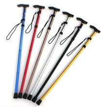 NEW 2019 Outdoor Aluminum alloy folding cane four-section telescopic trekking pole non-slip cane elderly adjustable crutch the elderly disabled aluminium alloy folding step help line device to help implement crutch rod four feet got up auxiliary walke