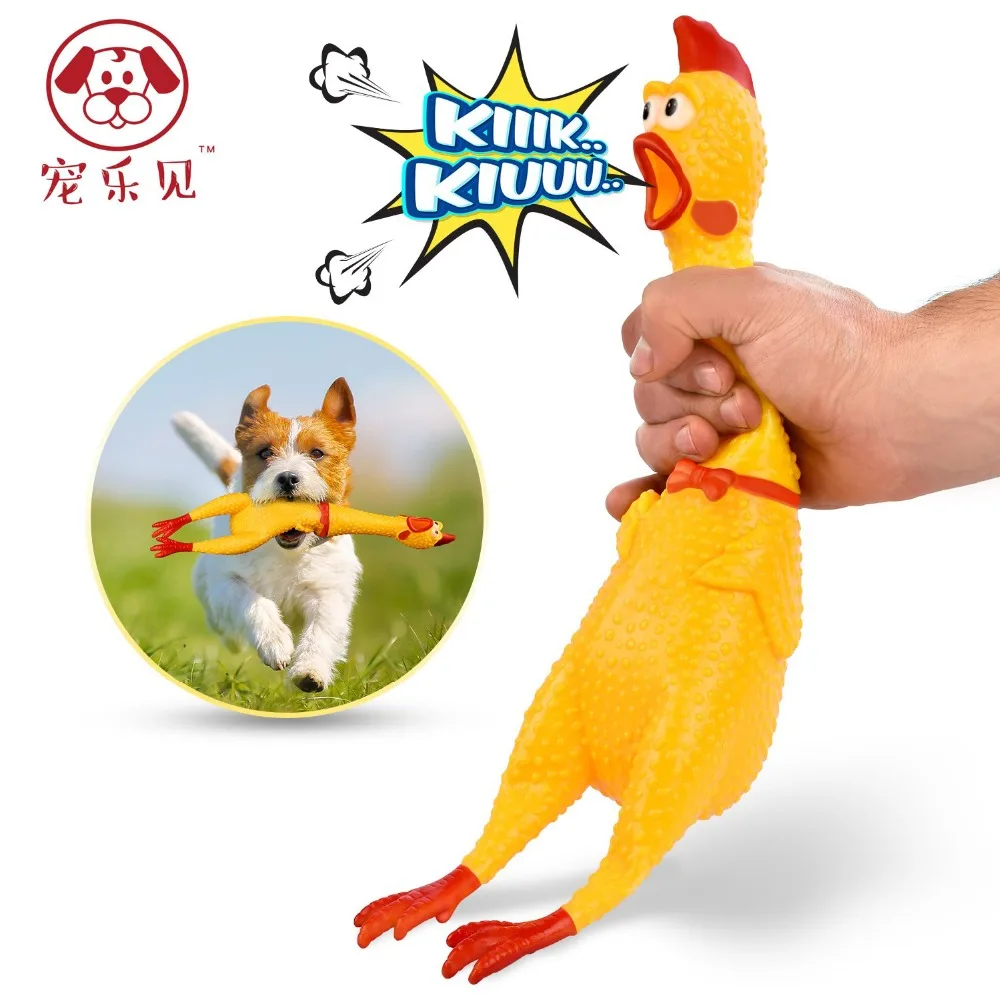 

Pets Dog Toys Screaming Chicken Squeeze Sound Toy For Dogs Super Durable & Amp; Funny Squeaky Yellow Rubber Chicken Dog Chew Toy