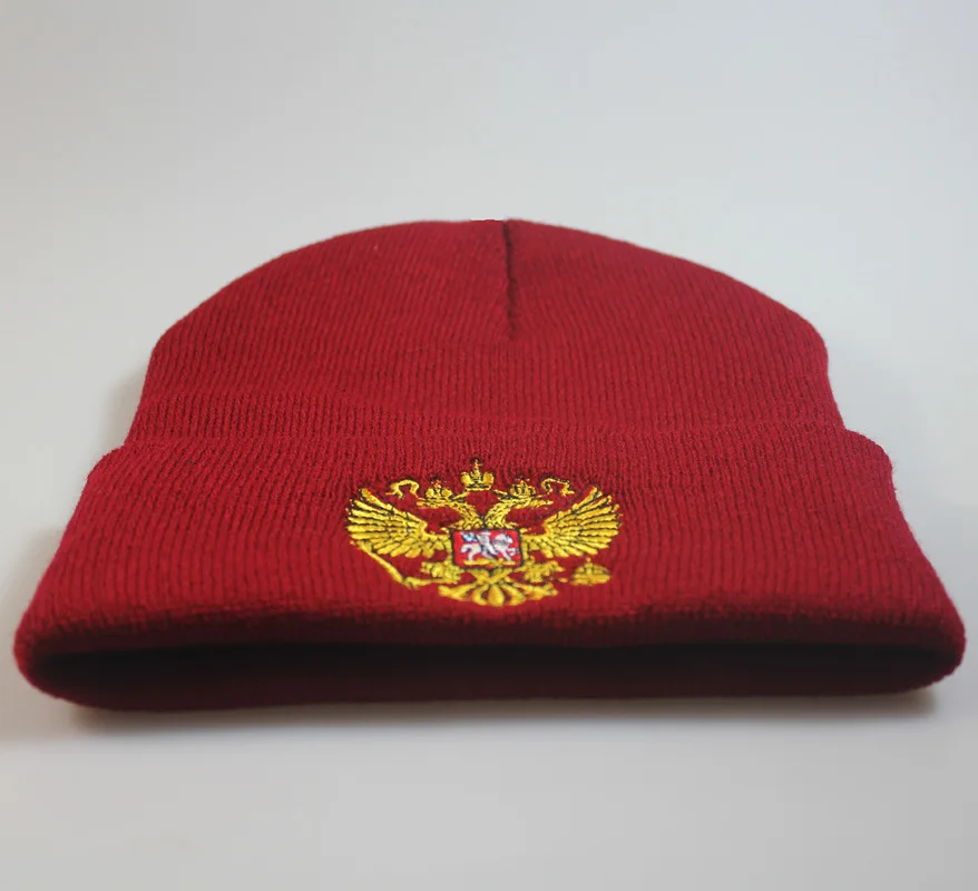 Зимняя вязаная шапка герб России Skullies Beanies Зимние головные уборы для мужчин и женщин брендовая шапка s теплая мешковатая шапка Gorras