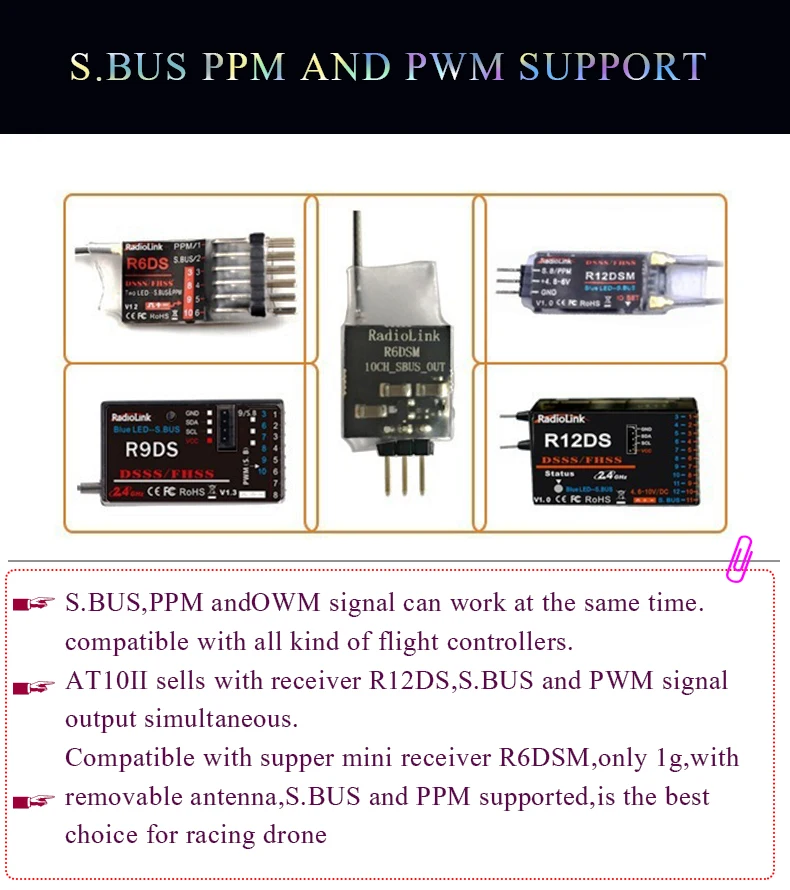 RadioLink AT10 II 2,4 Ghz 12CH дистанционный передатчик с R12DS приемником PRM-01 модуль возврата напряжения батарея RC сделано Квадрокоптер