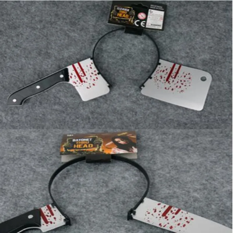 April Fool's Day Halloween Props Wear Head Knife Headband Wear Nail The Whole Person Funny Terror Toys Party Supplies