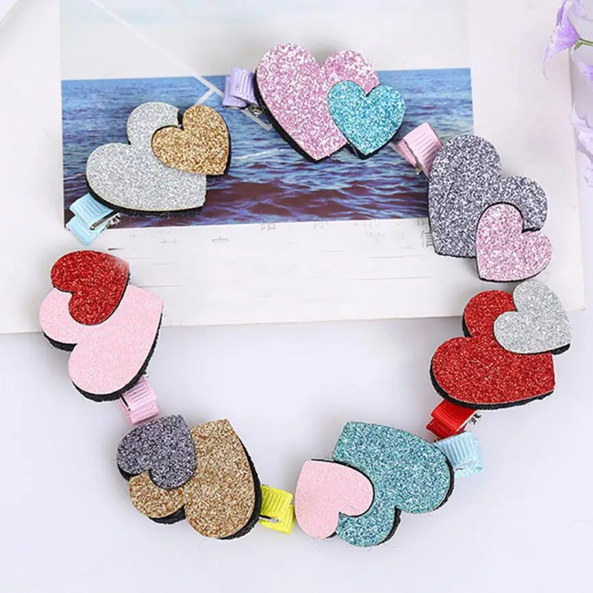 2Pcs Baby Girls Toddler Infant Kids Heart Pattern Hairpin Hair Clip Accessories Girls Flower Popular Fashion Cute Wholesale#YY