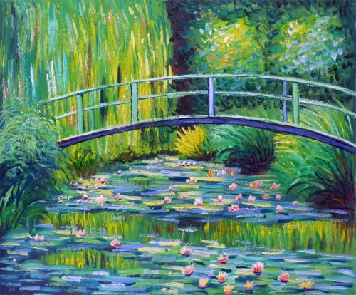 BRIDGE OVER THE WATER LILY POND Oil Painting 755-in Painting