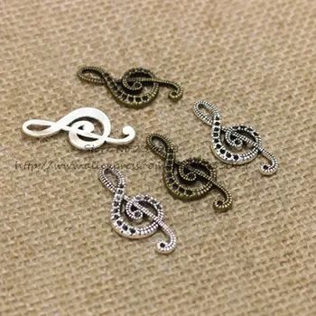

Fashion two color Metal 15*33mm drill 1mm Lovely Musical Note Jewelry Charms Pendants Jewelry Findings 30pcs T0380