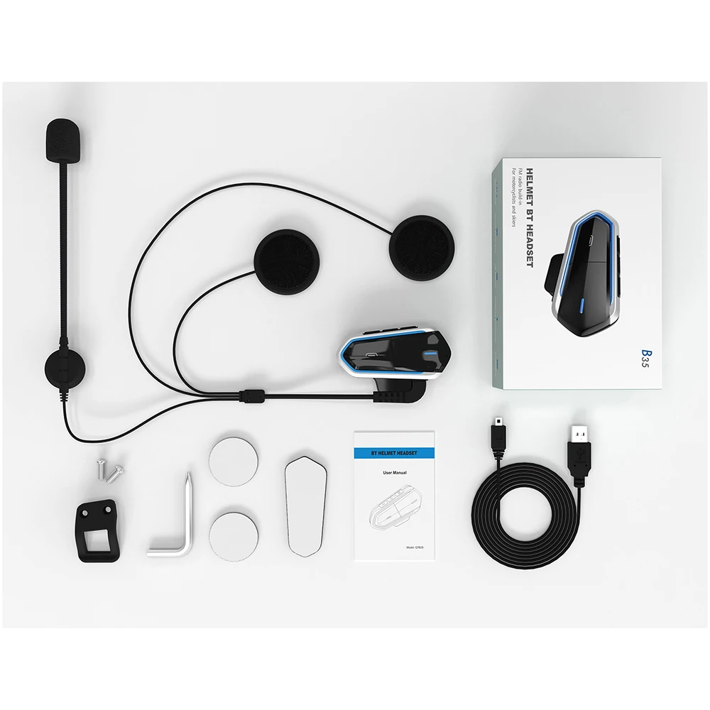 Беспроводные Bluetooth гарнитуры QTB35 для мотоциклетного шлема водонепроницаемые с FM