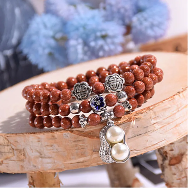 

108 Beads Natural Crystal Bracelet Prayer Multi-layer Yoga Mala Jewelry With Charms Peanut Pearls Free Shipping