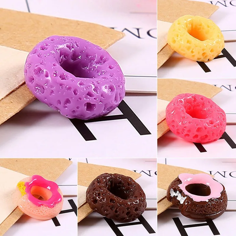 

Resin Simulation Miniature Cute Donuts Mobile Phone Case Accessories Resin Flat Back Cabochon for Phone Decoration DIY