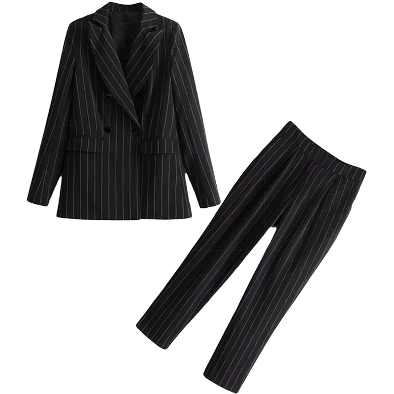 

Set female 2019 spring and autumn new temperament striped suit jacket nine points casual pants two sets of women's clothing