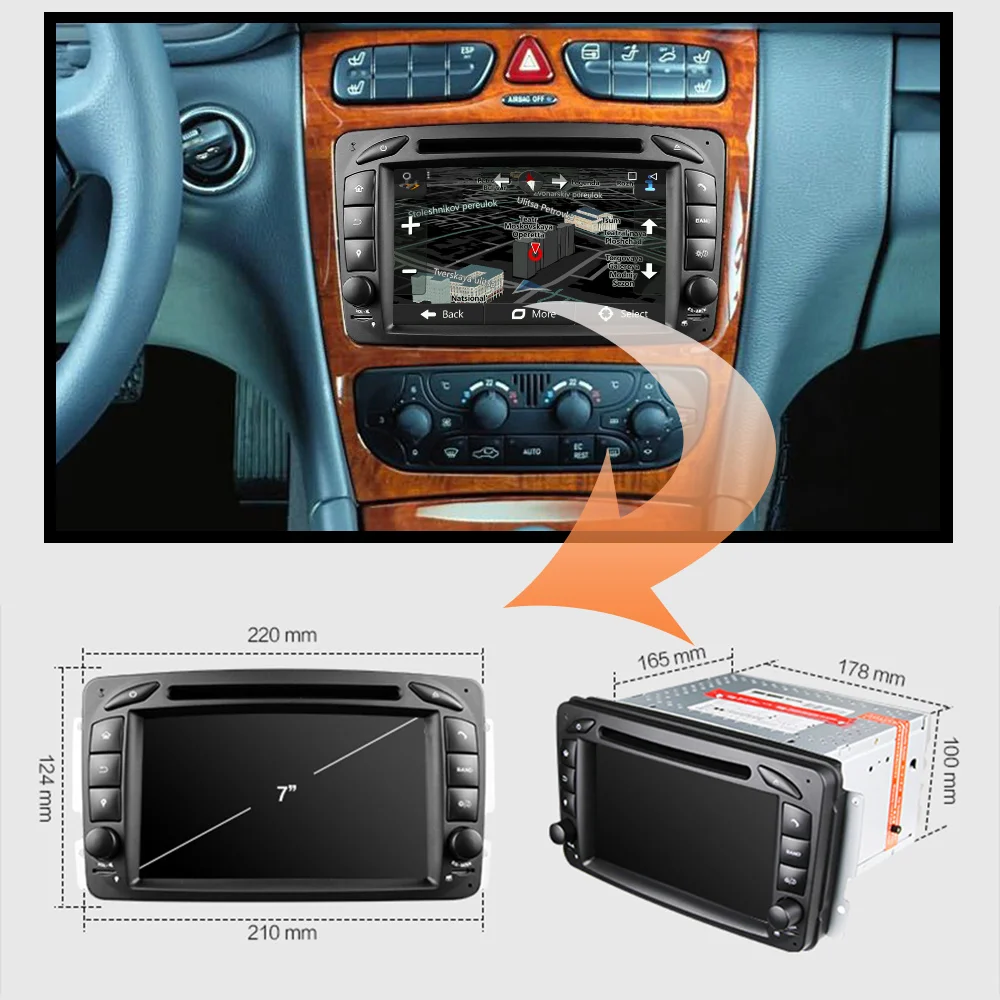 Clearance Eunavi 2 Din Android 9.0 Car DVD Radio Player car stereo gps navi For Benz W203 W208 W209 W210 W463 Vito Viano with wifi bt swc 2