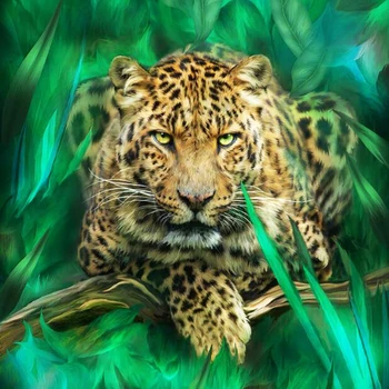 

New Full Diamond 5D DIY Diamond Painting "Wild Animal - Panther" Diamond Embroidery Cross Stitch Rhinestone Mosaic Painting GT