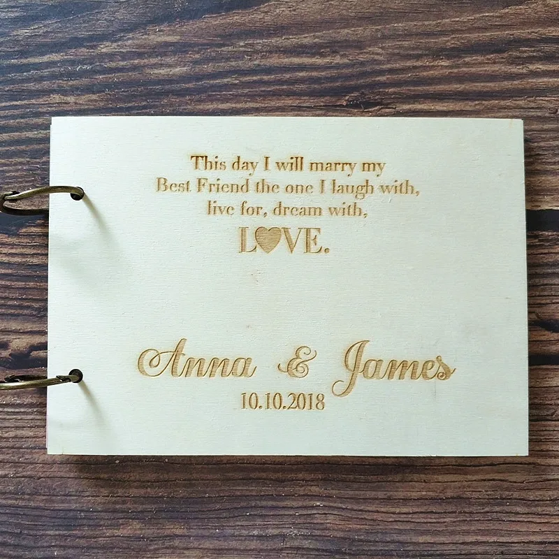 Personalized Wood Engraved Sign in Book Guest Book Rustic Wedding