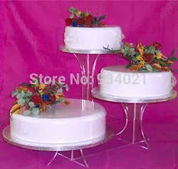 Бесплатная доставка, 3 уровня Акриловые Свадебный торт Подставки