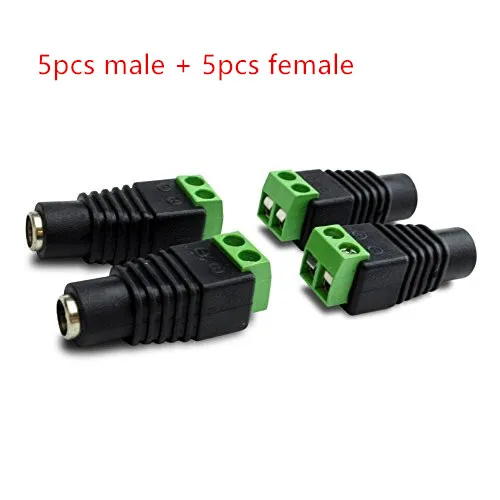 

5 pair Led strip Lighting Accessories connector 5.5x2.1mm DC Male + Female Solderless for Led Power Supply Adapter and Strip