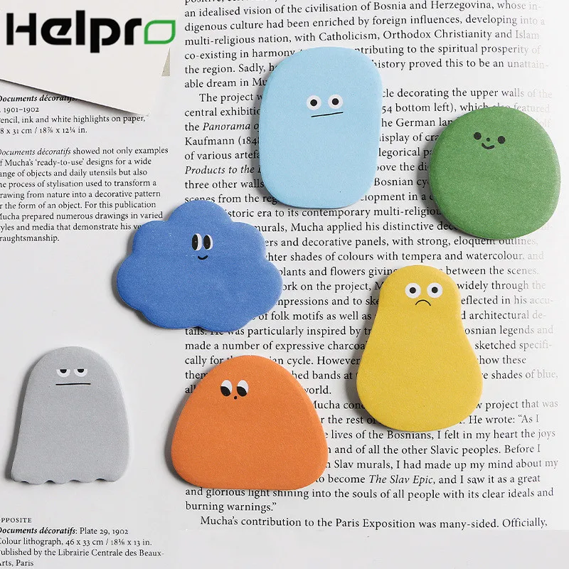 

Helpro 30 Sheets Sticky Notes Cute Creature Label Memo Pad for Writing Papeleria School Office Paper Sticky Stationery Supplies