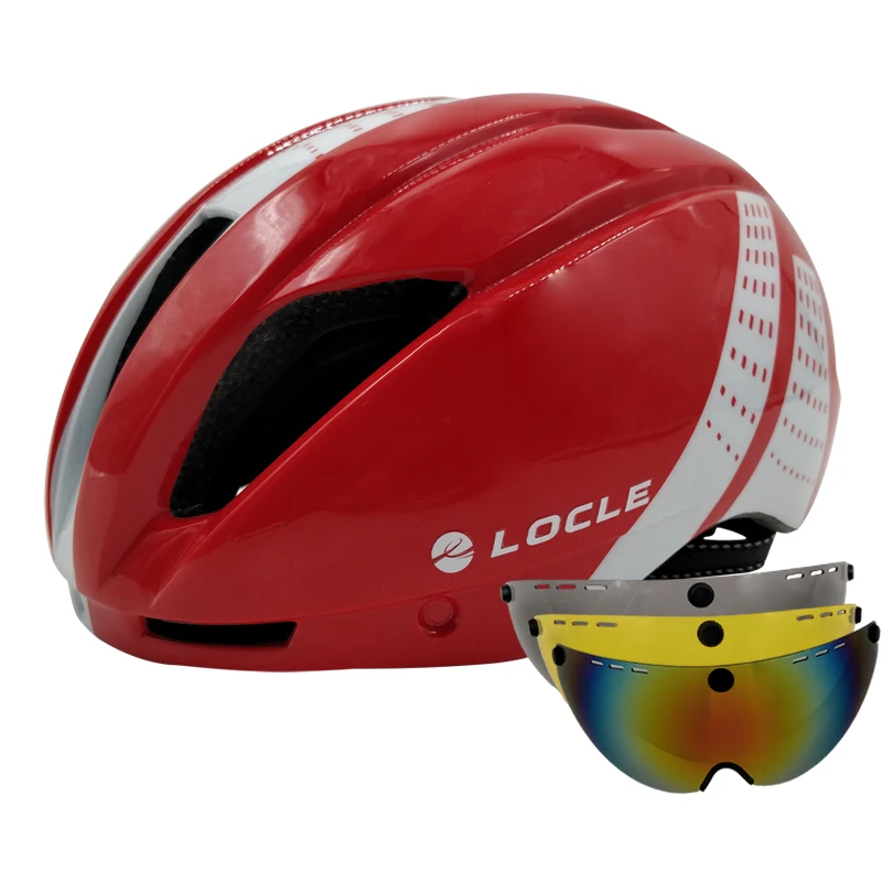 

Ultralight Goggles TT Road Bike Cycling Bicycle Helmet Racing Sports Safety Dual-use Helmet TT Timed Road Cycling Helmet 56-61cm