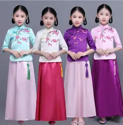 4 цвета дети древний костюм для детей в стиле ретро Костюмы для народных китайских танцев Костюмы династии Тан платье принцессы для