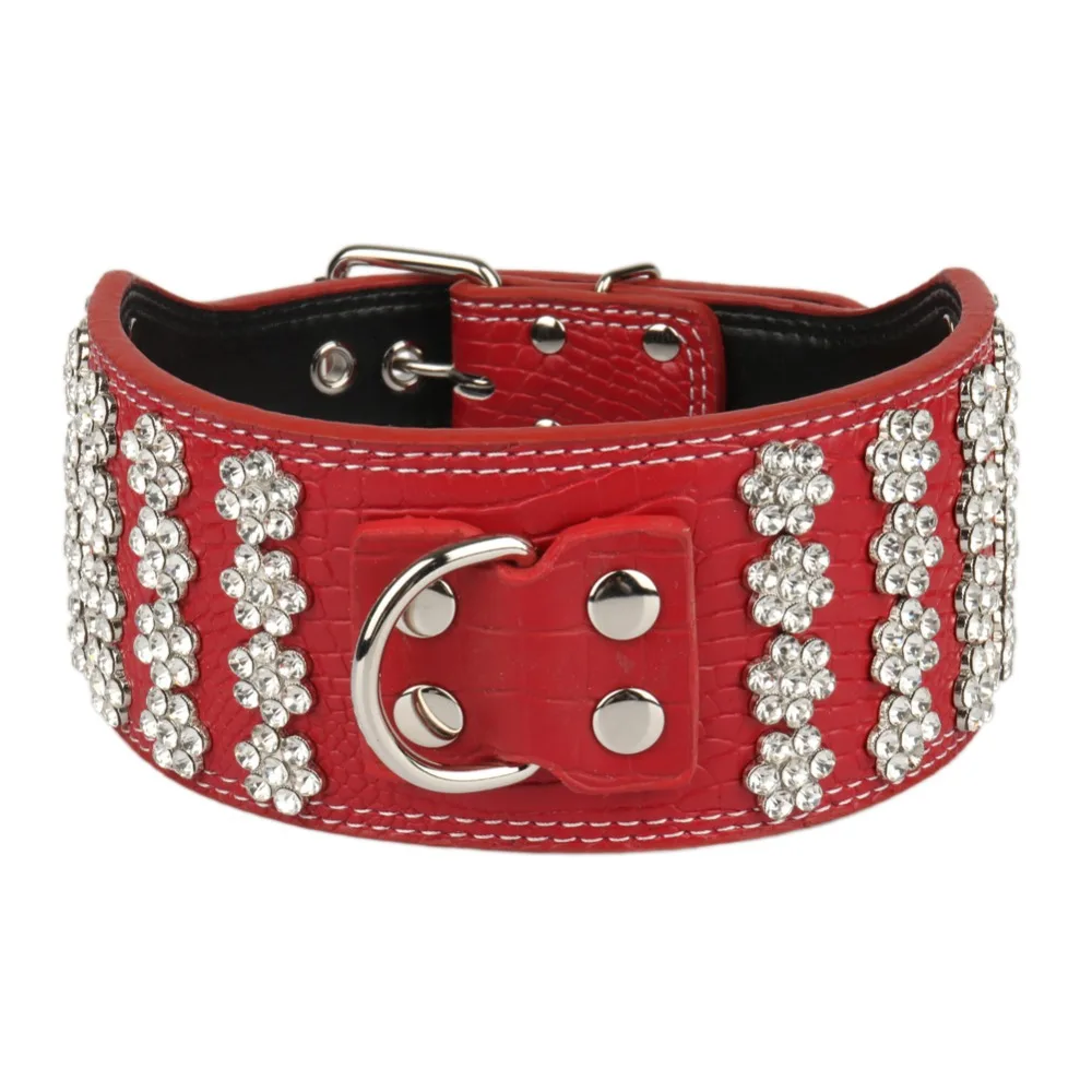 7.5cm Big Dogs Collars Retractable Rhinestone Accessories Supplies For