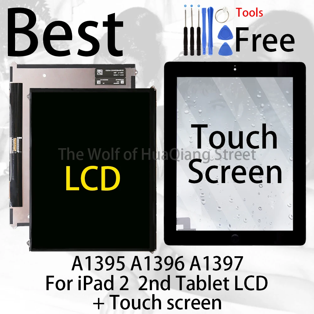 Продажа Лучший оригинальный для iPad 2 iPad2 2 й стол ЖК A1376 A1395 A1396 97 панель монитор модуль Замена + сенсорный экран сенсор дисплей