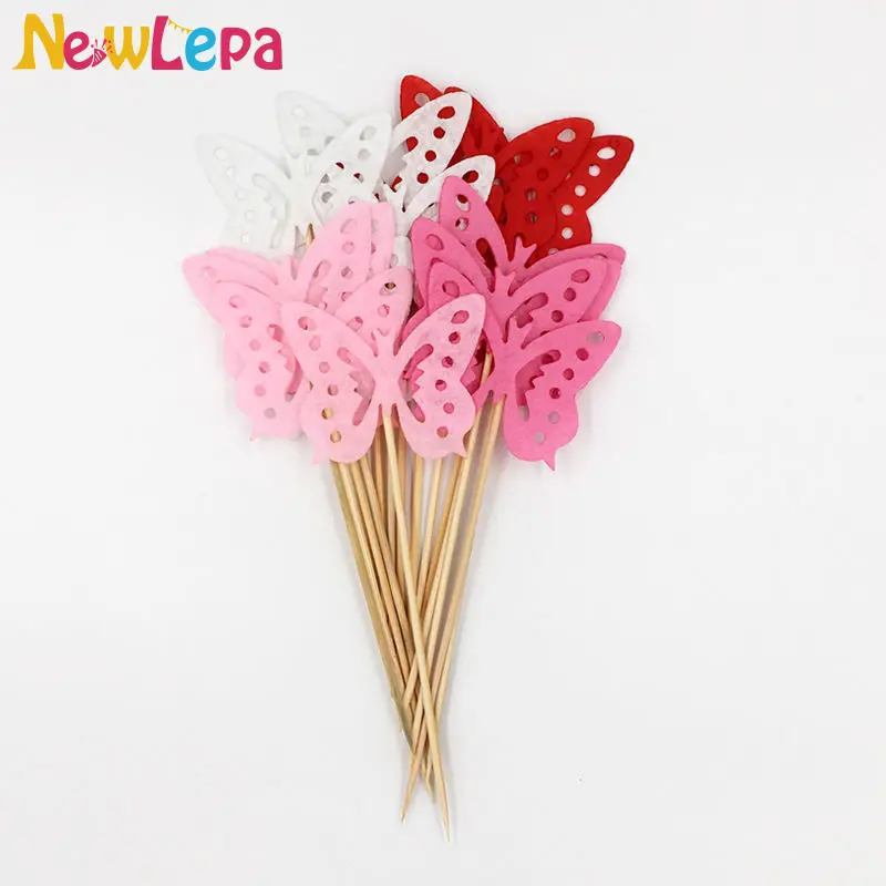 5pcs Colorful Medium Non woven Fabrics Monarch Butterfly Party Picks