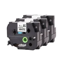 3pks TZe S211 TZeS211 TZ-S211 TZ S211 Strong Adhesive Laminated Ribbon Black on White Tape Cartridge For Brother