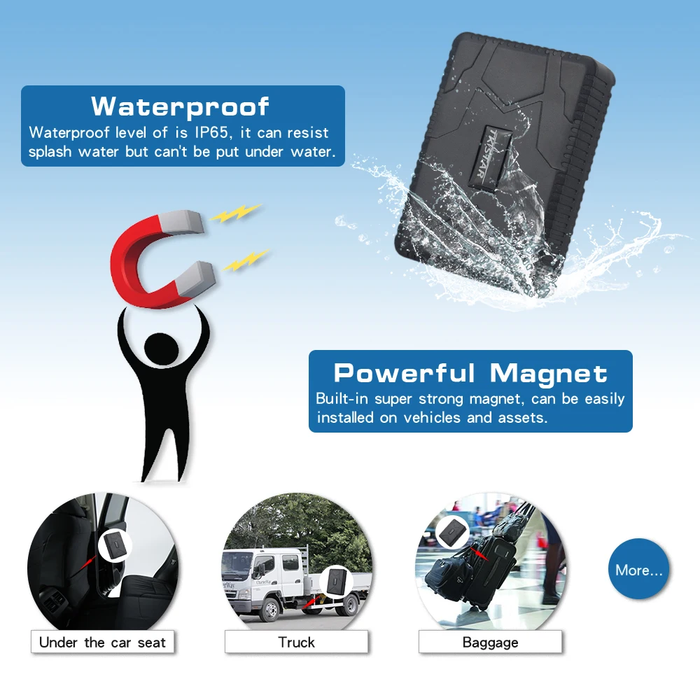 Дешево Водонепроницаемый автомобильный трекер TK915 автомобильный font b gps b font трекер 12 24 В font b gps b font локатор сильный магнит 10000 мАч длительная батарея в режиме ожида...