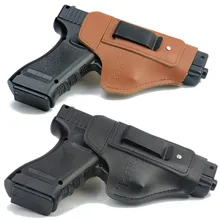 Couro iwb escondido carry gun coldre para glock 17 19 22 23 43 sig sauer p226 p229 ruger beretta 92 m92 s & w pistolas clipe caso