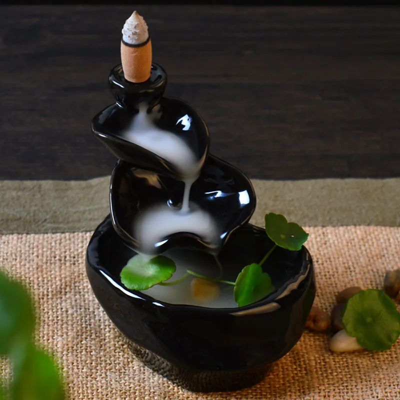 Creative Lotus Pond Design Backflow Incense Cones Burner Incense Holder Ceramic Censer Home
