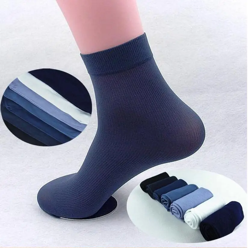 

10 Pairs/set Men Cool Thin Socks Bamboo Fiber Summer Fashion Middle Breathable Socks Multi Colors