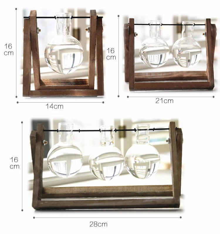 Стеклянная и деревянная ваза, цветочный горшок, подвесные горшки, домашний декор, офисное украшение, гидропонный стол для растений, настольный бонсай, террариум