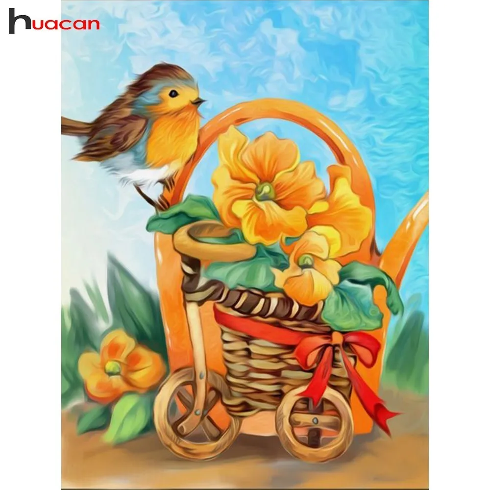 

HUACAN Diamond Painting Full Square Flower Diamond Embroidery Cross Stitch Bird Diamond Mosaic Sets Picture Of Rhinestones