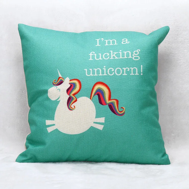 

CAMMITEVER Linen Square I Am A Unicorn Horse Decorative Throw Pillow Case Cartoon Cushion Cover Pillow Case Sofa Cushion Cover