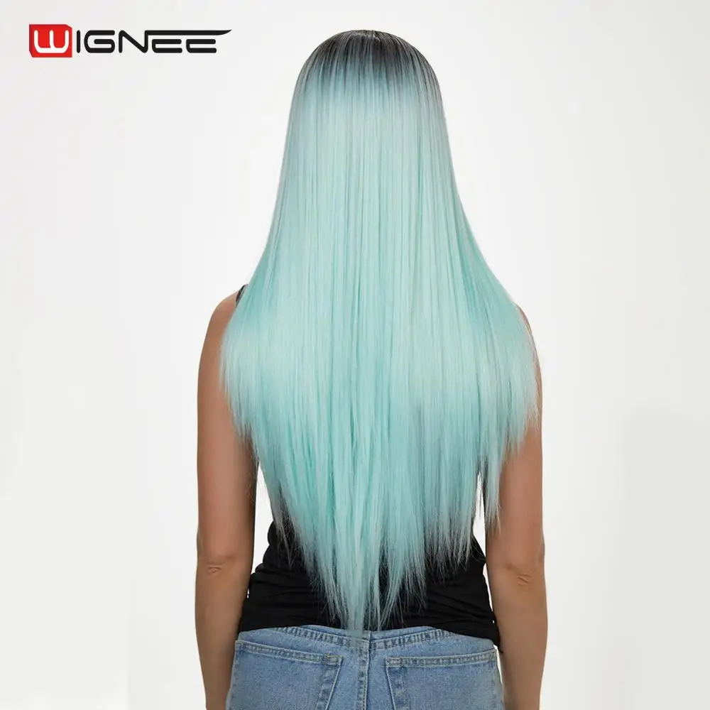 Wignee Ombre Синий/Розовый/Пепельный блонд/ошибка косплей парик для женщин высокой