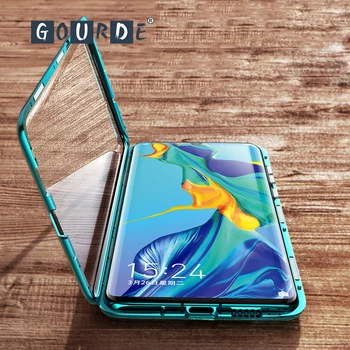 

Gourde Magnetic Adsorption Metal Case for Huawei P30 Tempered Glass Back Magnet Cases Cover for Huawei P30Pro Mate20 Mate20 pro