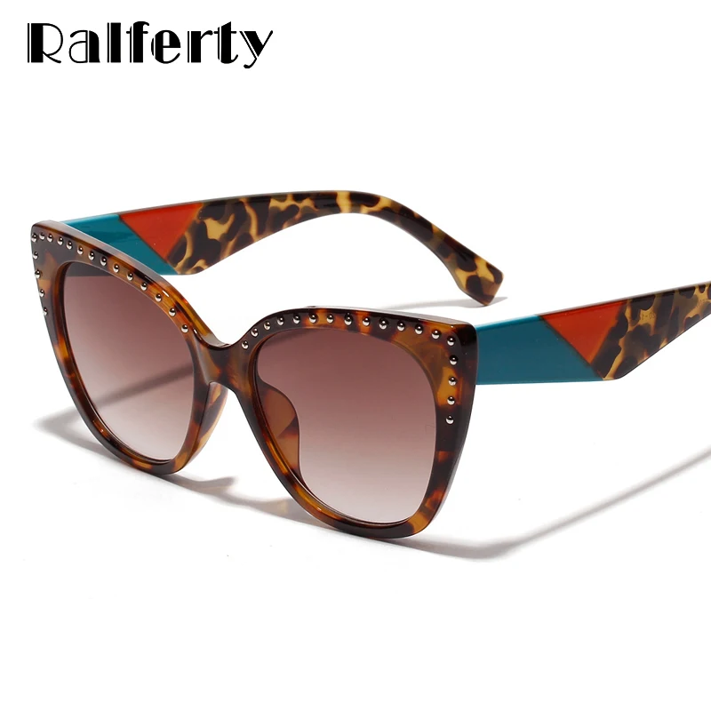 Ralferty, роскошные женские солнцезащитные очки кошачий глаз,, фирменный дизайн, Винтажные Солнцезащитные очки, женские, леопардовые, UV400, оттенки oculos de sol W005