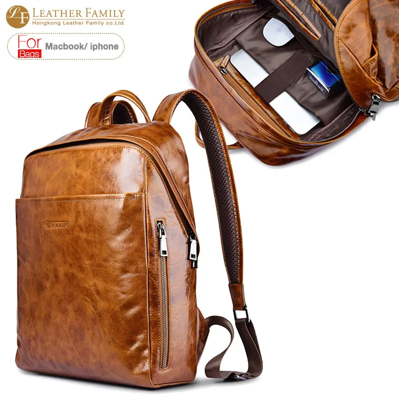 For macbook Laptop Backpack bag Universal Oil Wax Vintage Genuine