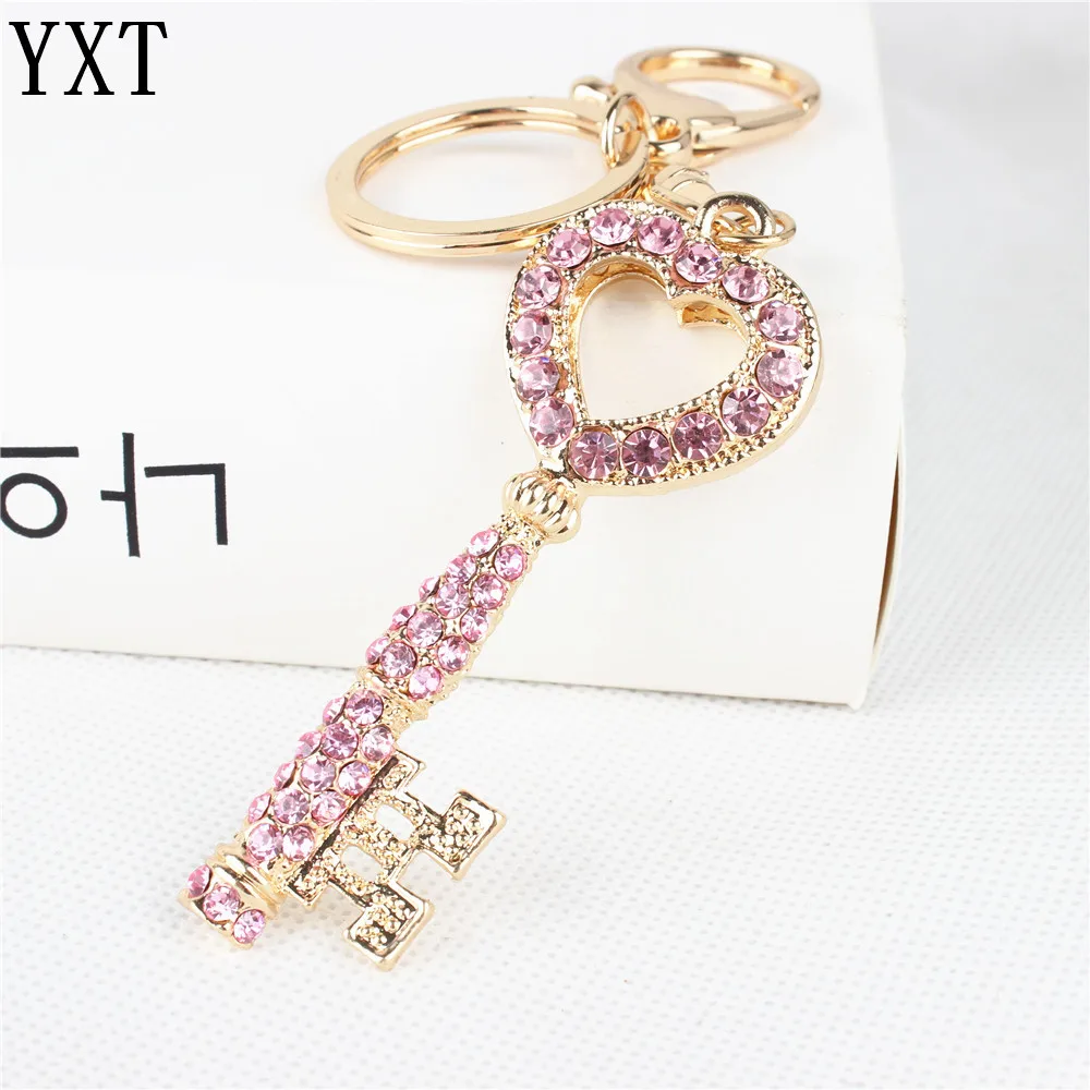 

Vintage Heart Love Key Pendant Charm Rhinestone Crystal Purse Bag Keyring Key Chain Accessories Wedding Party Gift