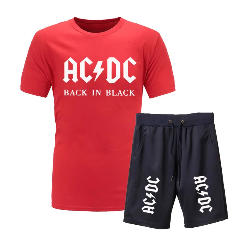 Новая брендовая одежда, AC/DC, Мужская футболка, Swag, футболка, хлопок, Мужская футболка и шорты, Homme, для фитнеса, Camisetas, хип-хоп, футболка, 2 предмета