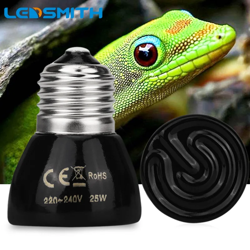 

LEDSMITH Pet Heating Light Bulb E27 25W 50W 100W Mini Infrared Ceramic Emitter Heat Light Lamp Bulb For Reptile Pet Brooder