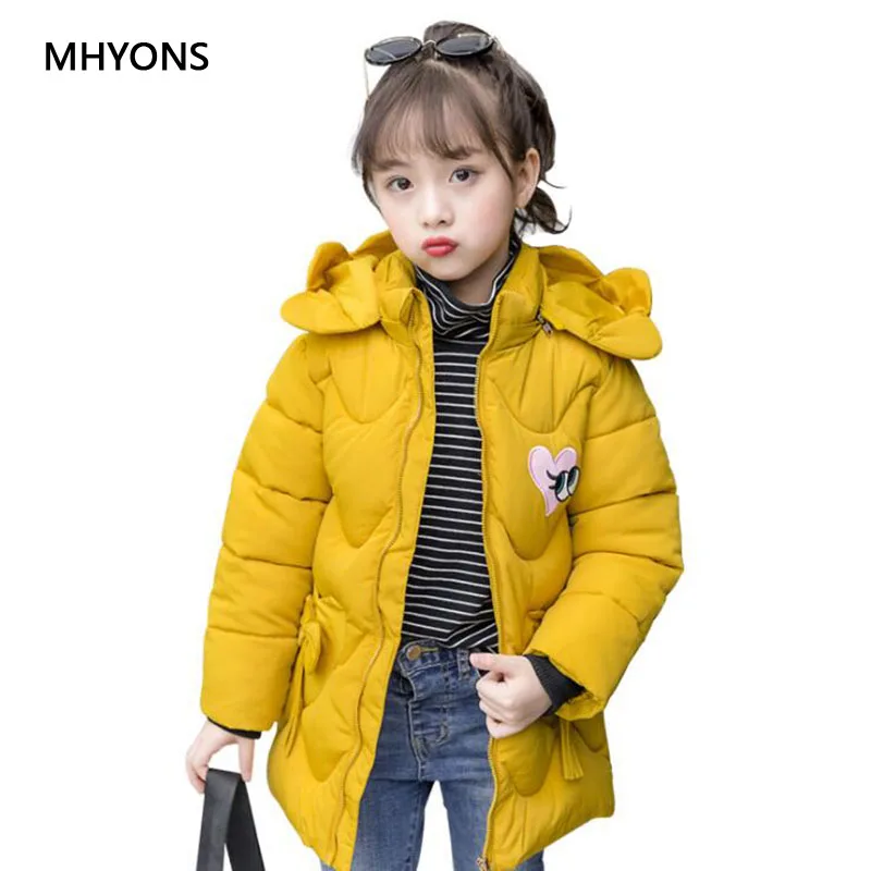 

2018 New Winter Girls Coat Autumn Kids Long Jacket Removable Cap Outerwear Children Coats Girls Lightweight Down Cotton Clothing