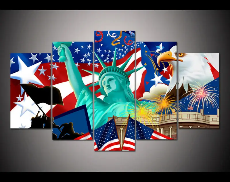 Print 4TH JULY Independence Day Painting On Canvas Art Modern Home