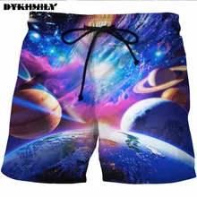 Dykhmily НОВЫЕ ПОСТУПЛЕНИЯ Модные Для Мужчин's Пляжные шорты быстросохнущая 3D принт планета красный Для Мужчин's Пляжные шорты Лето Купальники для малышек хип-хоп улица