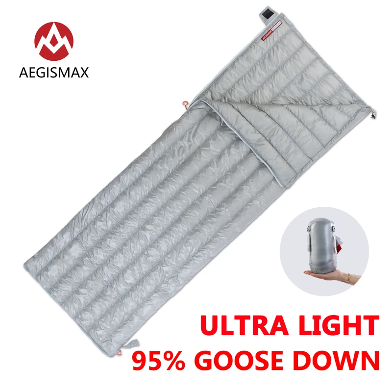

AEGISMAX E Outdoor Camping Goose Down Envelope Sleeping Bag Three-Season Lengthened Adult Nylon Spring Sleeping Bag