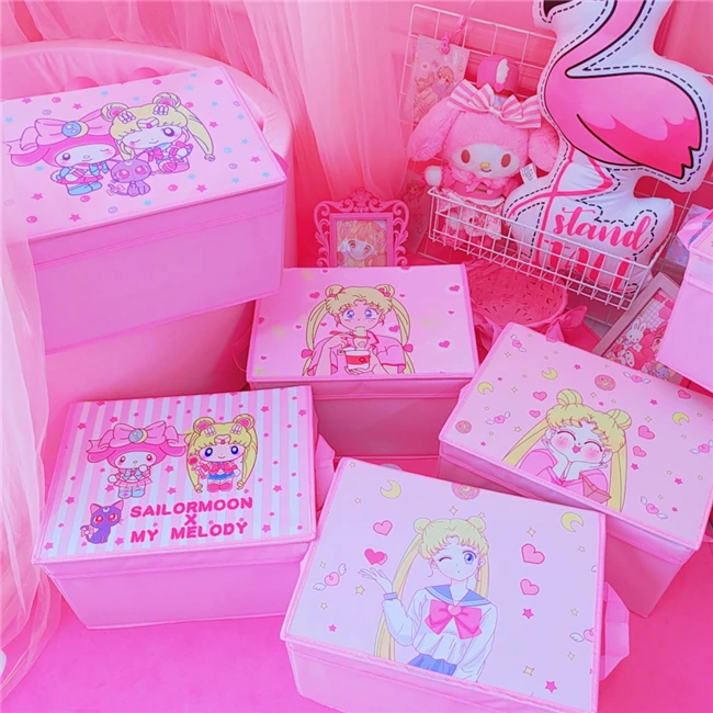 

IVYYE 1PCS Sailor Moon Melody Anime Storage Boxes Bins Home Beauty Case Cosmetic Box Pouch Cover Makeup Basket Girls NEW