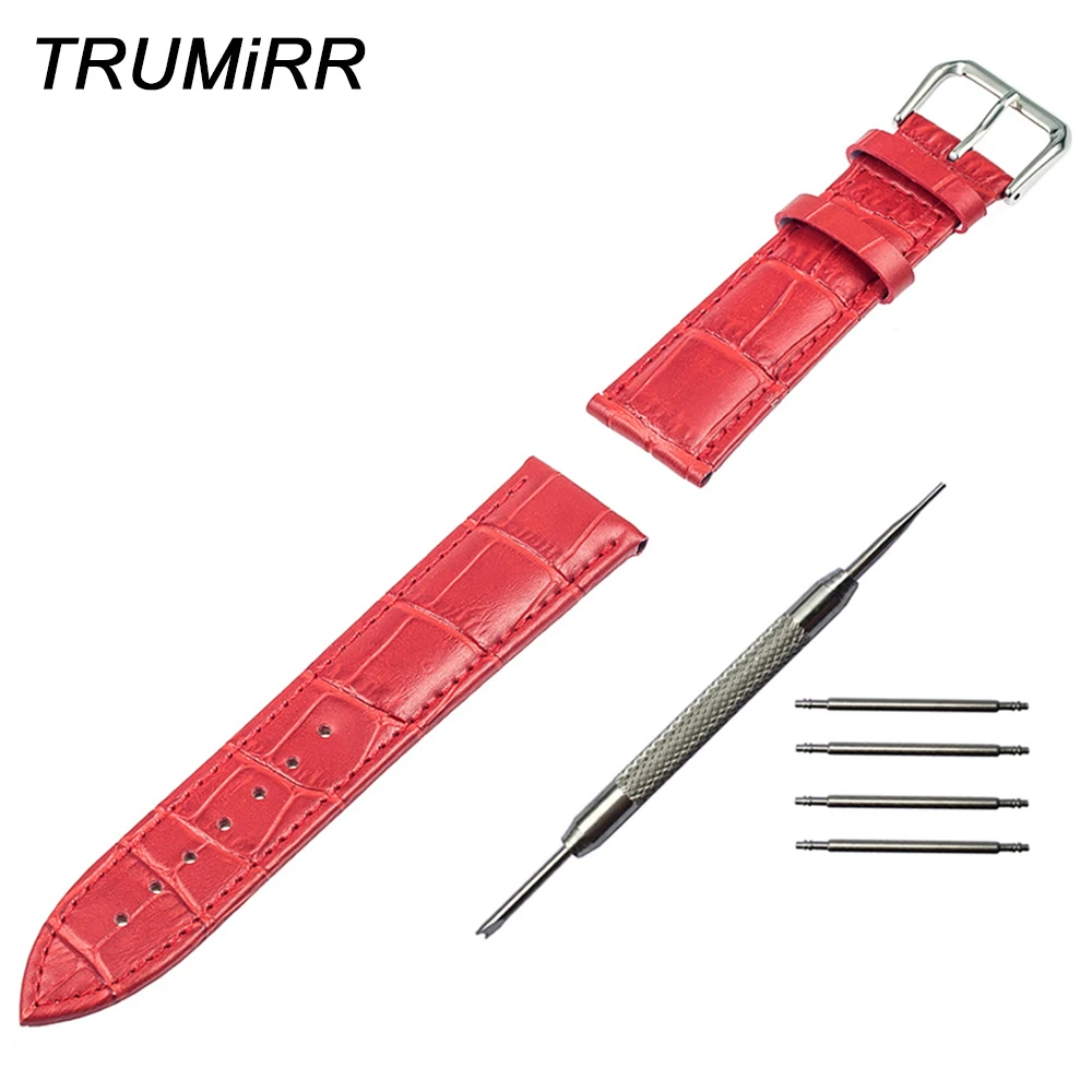 Genuine Leather Watchband 14mm Alligator Grain for Pebble Time Round