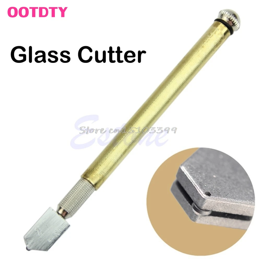 Diamond Tipped Glass Cutter Metal Handle Steel Blade Oil Feed Cutting