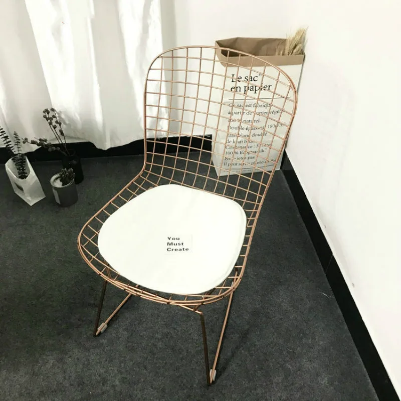 Metal Wire Mesh Chair Hollow Negotiation Chair Backrest Chair Creative Simple Iron Dining Chair