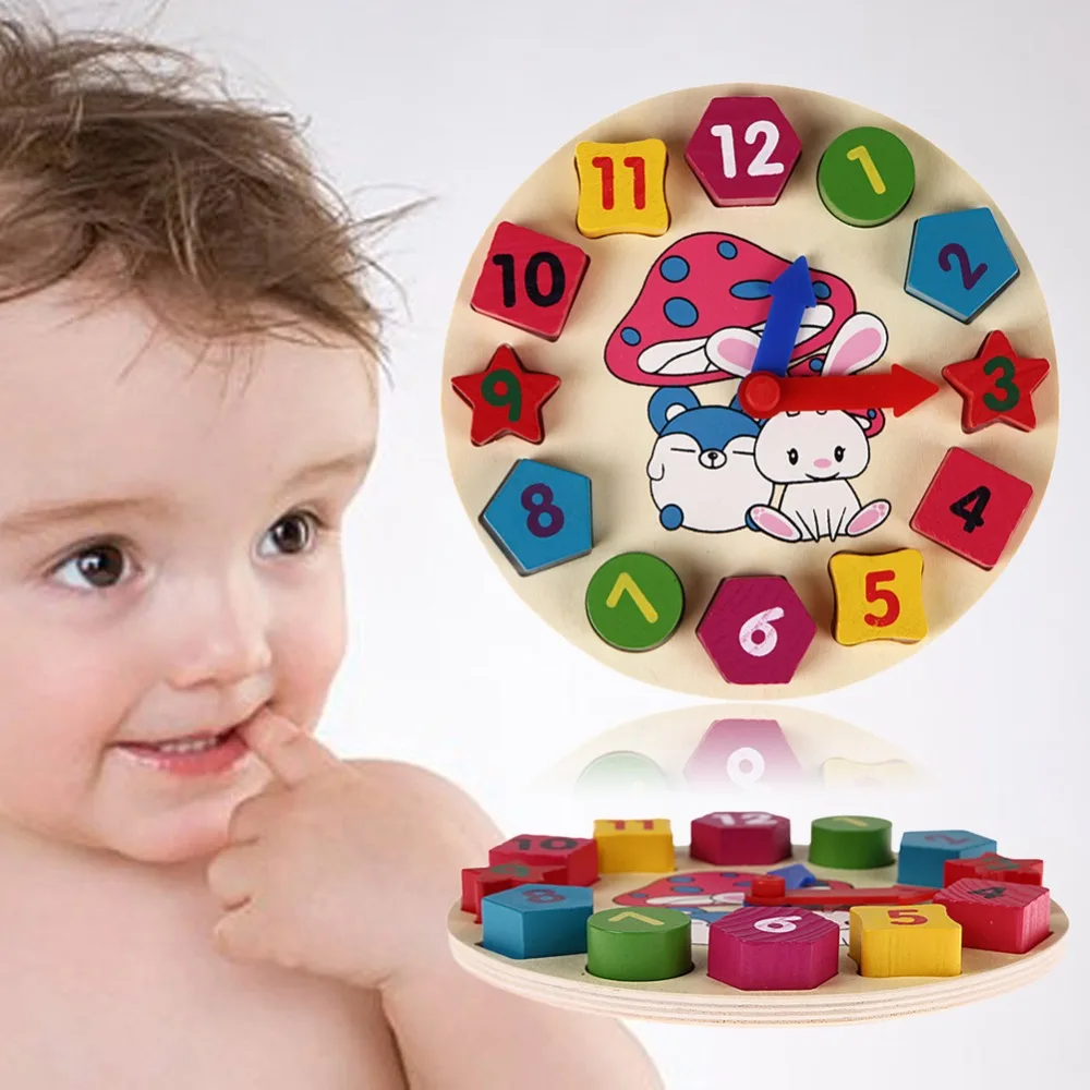Cute Wooden Toy Colorful Numbers Puzzle Toy Baby Kids Early Educational Geometry Bricks Cognitive Digital Toy