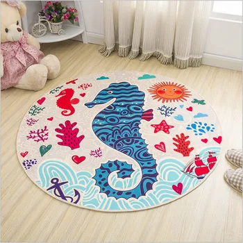 

Round Cartoon Style Kids Carpets Anti-Skid Rugs For Bedroom/Bathroom Competer Chair Mats Cute Animals Rugs BABY game mat cartoon